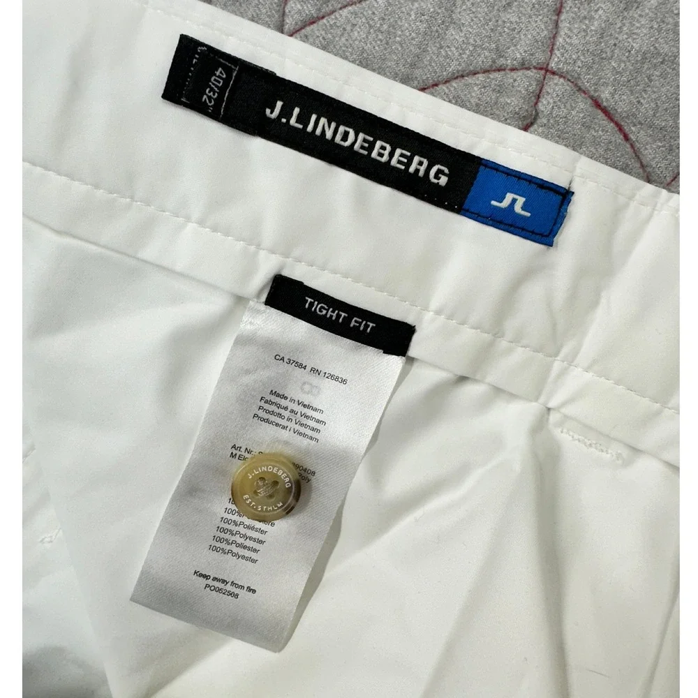 J.Lindeberg Elof Tight Fit Pants White Light Poly Golf / Mens 40x32
